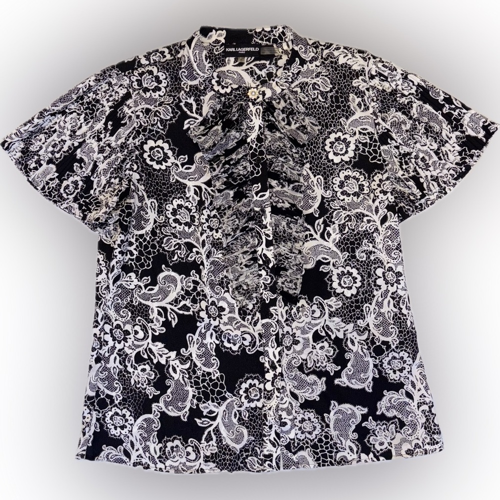 Karl Lagerfeld Paris Flutter Sleeve Blouse